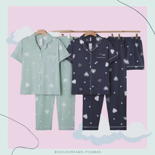 Pijama estrela e coração 3 peças